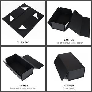 Boîte magnétique avec logo personnel personnalisé boîte cadeau <span class=keywords><strong>de</strong></span> luxe noire avec boîte à fermeture magnétique - Product Image 6