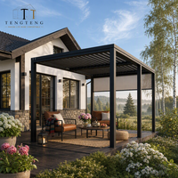 Pergola bioclimatique motorisée en aluminium imperméable avec structure thermolaquée, télécommande et résistance à la rouille pour l'extérieur