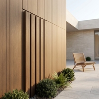 Revêtement mural en PE à grain de bois naturel, 100 % imperméable, anti-décoloration, résistant aux UV, panneau WPC extérieur pour la décoration des maisons de famille et des complexes hôteliers