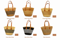 Tas Pantai Anyaman Jerami Kertas OEM Logo Kustom MOQ Rendah Wanita Kapasitas Besar Tas Selempang Boho Keranjang Liburan Grosir
