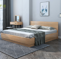 Ensemble de lit en panneaux de bois mélaminé écologique au design moderne, taille King Queen, extensible, avec rangement, pliable, pour la maison, l'hôtel, la chambre à coucher