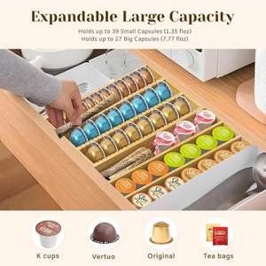 Nouveau design organisateur de capsules de café en bambou de type debout boîte à capsules Nespresso tiroir de <span class=keywords><strong>rangement</strong></span> pour dosettes <span class=keywords><strong>Tassimo</strong></span> - Product Image 6