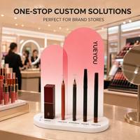 Support de présentation de maquillage et de rouge à lèvres en acrylique pliable, moderne, écologique, recyclable, en forme d'arche rose dégradé