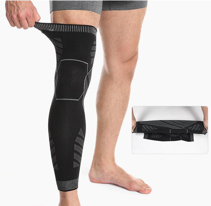 Вязаный раздвижной спортивный наколенник популярный эластичный Полосатый удлиненный наколенник для ног нескользящий бандажный компрессионный наколенник для ног