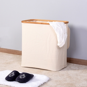 Panier à <span class=keywords><strong>linge</strong></span> pliable personnalisé pour le salon avec <span class=keywords><strong>espace</strong></span> à <span class=keywords><strong>linge</strong></span> et couvercle en bambou, parfait pour le <span class=keywords><strong>rangement</strong></span> des vêtements sales - Product Image 4