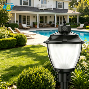 Lámpara de Poste para Exteriores NGT, IP65 Impermeable, Encendido/Apagado Automático, Luz Blanca Cálida para Jardín, Patio, Valla, Terraza y Decoración Navideña - Product Image 1