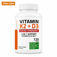 Capsules de Vitamine K2 D3 à Marque Blanche OEM ODM Formule Personnalisée Conception de l'Emballage MK-7 120 Comprimés Complément Alimentaire