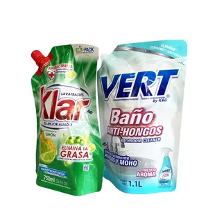 Detergente para ropa detergente líquido 1L 2L grado alimenticio diseño personalizado impresión bolsas de embalaje de plástico Stand Up bolsa de boquilla de plástico
