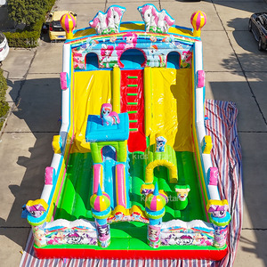 Château gonflable coloré et amusant avec toboggan sur le thème <span class=keywords><strong>de</strong></span> la jungle pour enfants, château rebondissant, maison <span class=keywords><strong>de</strong></span> rebondissement, château gonflable, avis des clients - Product Image 5