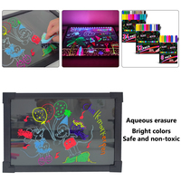 KHY Vente chaude Marqueurs de tableau LED personnalisés non toxiques, stylo à encre liquide soluble dans l'eau, 12 couleurs, pointe plate de 3 mm, effaçable, encre blanche, craie liquide