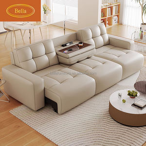 मालिश फ़ंक्शन के साथ शून्य दीवार-माउंट इलेक्ट्रिक चमड़े के सोफे बिस्तर आधुनिक डिजाइन छोटे लिविंग रूम के लिए तीन सीट रिमोट कंट्रोल - Product Image 1