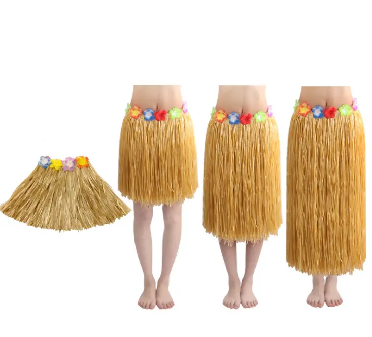 2019 Hot Sale New Product 30-80cm Adult's Colorful Luau Hula Skirts Grass Skirt for Hawaii Beach Party