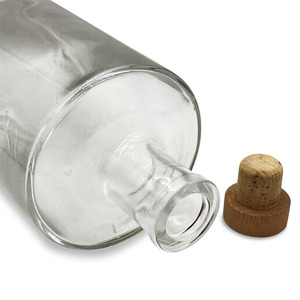 Rỗng 700ml tinh thần chai thủy tinh tùy chỉnh vòng 750ml Whisky Vodka Chai thủy tinh với nút chai bằng gỗ <span class=keywords><strong>mini</strong></span> 250ml 500ml rượu chai - Product Image 5