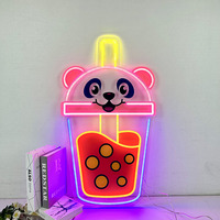 Enseigne néon LED personnalisée en forme de dessin animé, en acrylique, pour décoration murale de fête ou de maison, motif pastèque ou bubble tea