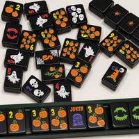Tuiles de Mahjong américaines en acrylique gravées sur mesure de luxe Fengcai Factory, ensemble noir Halloween, jeu d'ambiance effrayant pour la maison