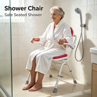 Chaise de douche portable légère et pliable, siège de bain réglable et imperméable avec support dorsal pour les soins à domicile