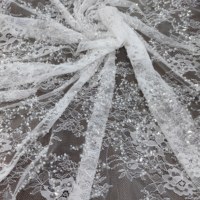 Nouveau Tissu en Dentelle Fait Main pour Décoration de Rideaux, Nappes, Literie, Broderie en Maille, Perles, Paillettes, Robe de Mariée et Vêtements pour Enfants