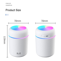 Vente chaude 300ml Mini Atomiseur De Chambre Intelligent À Ultrasons Maison & Hôtel H2O Humidificateur D'air Coloré LED Lumière Portable USB Alimenté