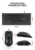 Clavier et souris combo filaire TF330, étanche, pour jeux et bureau, taille standard, en ABS noir, interface USB, mini sans fil, LED, ergonomique