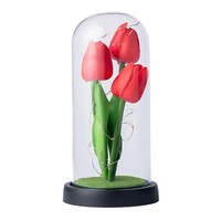 Maßgefertigtes Handgemachtes Seidenrosen-Kunstblumenarrangement mit Glasabdeckung, Wunderschön für Valentinstag, Muttertag, Geburtstag, Weihnachten