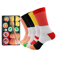 Chaussettes en gros pour hommes, motif saumon sushi, créatives, antibactériennes, respirantes, écologiques, en boîte, amusantes et aux couleurs assorties