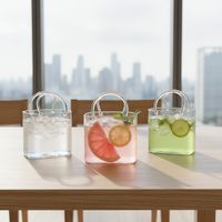 Bouteille en verre transparente carrée de luxe 770 ml pour boissons gazeuses, design décoratif à bulles fait main
