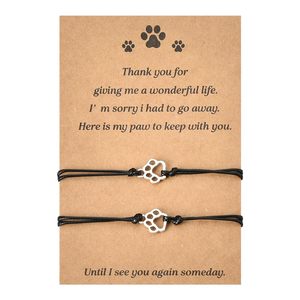 Wholesale 2PCS Dog Paw Print Bracelets <b>Memorial</b> <b>Gifts</b> Bracelet for Pet Loss of Sympathy <b>Gift</b> - Product Image 1