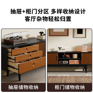 French Retro Style <b>Tv</b> Cabinet Black Solid Wood Storage Living Room Furniture Vintage Design <b>Small</b> Apartment Use - Product Image 5