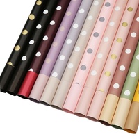 Papier d'emballage pour fleurs coréen imperméable, imprimé à pois, papier d'emballage pour bouquets, fournitures pour fleuristes, vente en gros