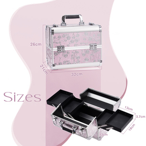 Professional <b>Make</b> <b>Up</b> Train Carrying Case with 4 Trays Locking Hard Vanity <b>Storage</b> Case Large Cosmetic <b>Box</b> Organizer - Product Image 6