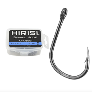 Hirisi 8001 carbon cao lớp phủ thép không gỉ thép gai móc cá chép câu cá móc gói với bán lẻ hộp ban đầu 50 cái mỗi gói - Product Image 1