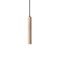 Lampu Gantung Silinder Batu Nordik LED untuk Ruang Makan Restoran Bar Meja Wabi Sabi Travertine Lampu Tidur