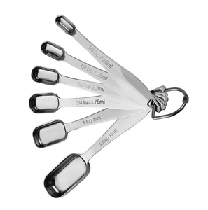 square Stainless Steel <b>Measuring</b> Cup <b>Measuring</b> <b>Spoon</b> 6-Piece Set Seasoning <b>Spoon</b> Baking <b>Measuring</b> Seasoning <b>Spoon</b> with Scale - Product Image 2