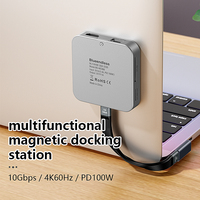 Adaptador Hub Magnético USB-C 9 en 1 Multi-Puerto con Carcasa para SSD M.2 NVME 10Gbps, Carga PD 100W, Audio y Video HD HDTV 4K 60Hz