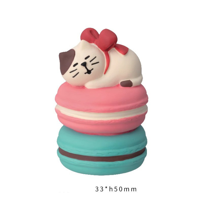 Strawberry macaron white cat refrigerator sticker