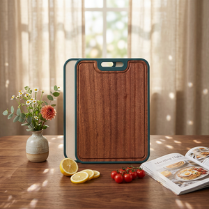 Planche <span class=keywords><strong>à</strong></span> <span class=keywords><strong>découper</strong></span> en <span class=keywords><strong>bois</strong></span> de Sapele et paille de blé PP, épaisse, double face, antidérapante, de qualité alimentaire, grande taille, pour la cuisine et la préparation des aliments et des <span class=keywords><strong>légumes</strong></span> - Product Image 4