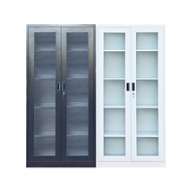 Armoire de rangement en métal avec 2 portes en verre, 4 étagères réglables, armoire de classement en acier pour le stockage d'archives