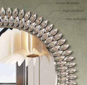 Espejo de Pared Decorativo Redondo de Lujo con Joyas, Elegante Espejo de Vanidad Biselado con Diamantes para Sala de Estar, Dormitorio, Entrada, <span class=keywords><strong>Hotek</strong></span> - Product Image 2