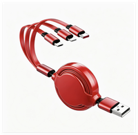 Câble de charge rétractable 3-en-1 en silicone liquide, charge rapide 3A, cordon de données multi-USB, logo personnalisé double face, cadeau, vente en gros