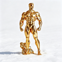 Statue de Culturiste Masculin Doré et Musclé, Sculpture Brillante de Force, Décoration de Bureau, Trophée Cadeau pour les Amateurs de Fitness