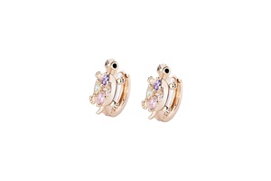 Pendientes de Aro Huggie con Forma de Tortuga Chapados en Oro y Circonita Cúbica para Mujer, Joyería de Oreja Pequeña con Cristales de Animales Coloridos - Product Image 2