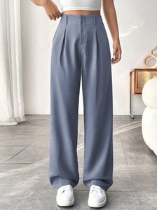 Pantalon décontracté rétro en polyester froissé pour femme - Product Image 5
