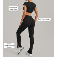 Set Yoga 2 Potong Bahan Brushed Bernapas, Crop Top dan Legging Flare Pinggang Tinggi, Spandex Cepat Kering, untuk Olahraga Santai dan Fitness