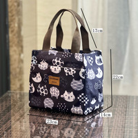 Sac fourre-tout isotherme réutilisable pour femme, motif carton, grande capacité, en tissu Oxford, avec fermeture éclair et maille, portable, imperméable, pour camping, randonnée et activités de plein air