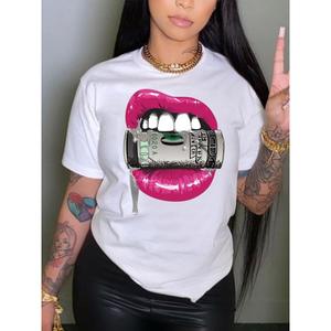 T-shirts surdimensionnés graphiques pour femmes urbaines personnalisées Y2k Tee Top Streetwear Fashion Sports Graphic Letter Plain Print Girls T-shirt - Product Image 2