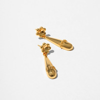Shescity anting-anting bunga lapis emas 18K, anting-anting tetesan air trendi, anting-anting bunga modis elegan, Perhiasan untuk wanita