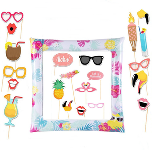 Hawaii Aloha Luau <span class=keywords><strong>Flamingo</strong></span> Ananas Ballon <span class=keywords><strong>Photo</strong></span> <span class=keywords><strong>Booth</strong></span> Frames Foto Requisiten für <span class=keywords><strong>Tropical</strong></span> Summer Beach Holiday Event Party Dekor - Product Image 1