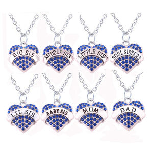 Conjunto de collar A700033 Yiwu Huilin, joyería con corazón de cristal, grande, medio pequeño, pequeño, bebé, hermana, mamá, papá, miembro de la familia - Product Image 5