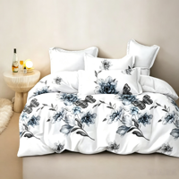 Ensemble de couette en microfibre 100% de haute qualité, ultra doux et respirant, imprimé numérique 3D, 6 pièces, 400TC, jacquard moderne, motif végétal, taille King