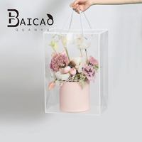 Tas Hadiah Transparan Berjendela - Tas Kemasan Hadiah Bunga Hari Guru, Tas Hadiah Tangan, Gaya Ins